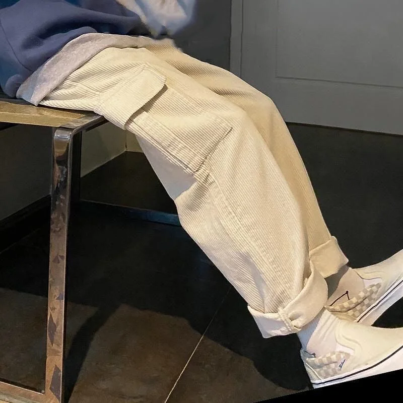 Top Pick CityHottie - Summer Outfits Trends Women's Cargo Pants Corduroy Wide Leg Pocket Jogger Trousers Autumn Winter Casual Loose Streetwear Harajuku Harem Pant Females