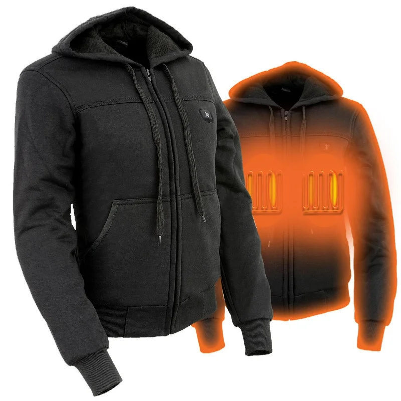 Act Fast Nexgen Heat NXL2713SET Women 'Heated' Front Zipper Black Hoodie Jacket for Outdoor Activities  w/ Battery Pack