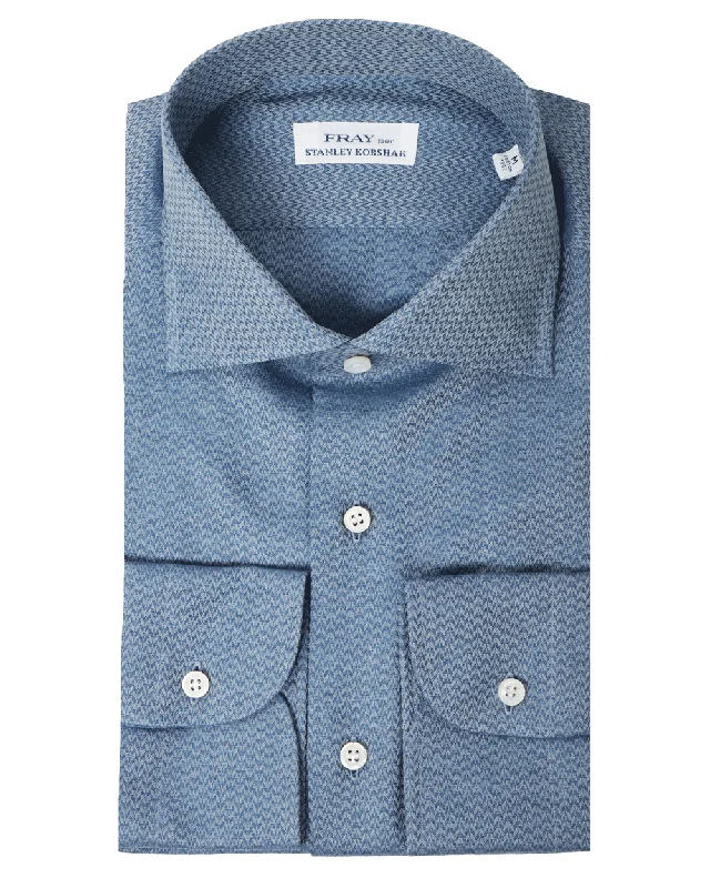 Sale Event Steel Blue Herringbone Jacquard Sportshirt
