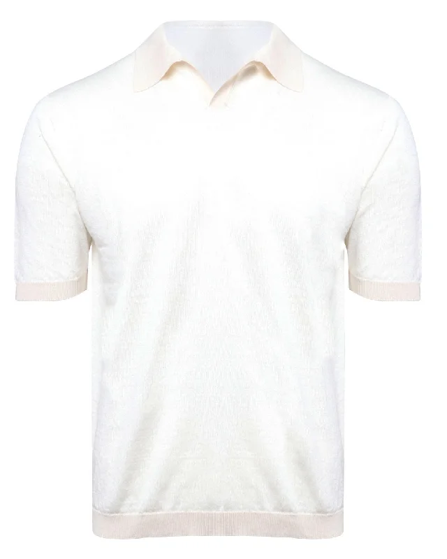Weekend Sale: Don't Miss Out Cream Knitted Johnny Collar Polo