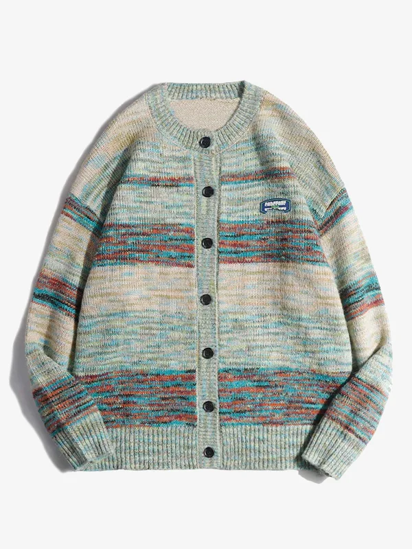 Today’s Deal Wool Blend Mixed Yarn Stripe Knitted Cardigan