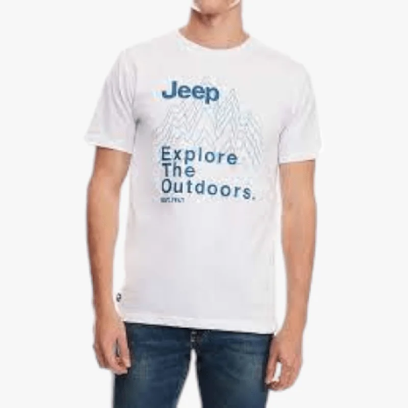Weekend Savings Spectacle Jeep Mens Fashion Print Short Sleeve Tee White