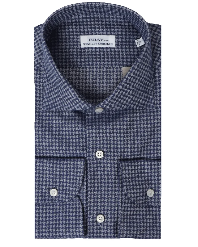 Shop and Save Navy Houndstooth Sportshirt