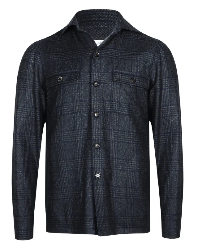 Savings Galore Olive and Navy Glen Plaid Overshirt