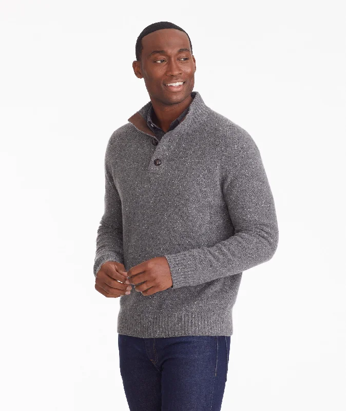 New Arrival Button-Neck Donegal Sweater
