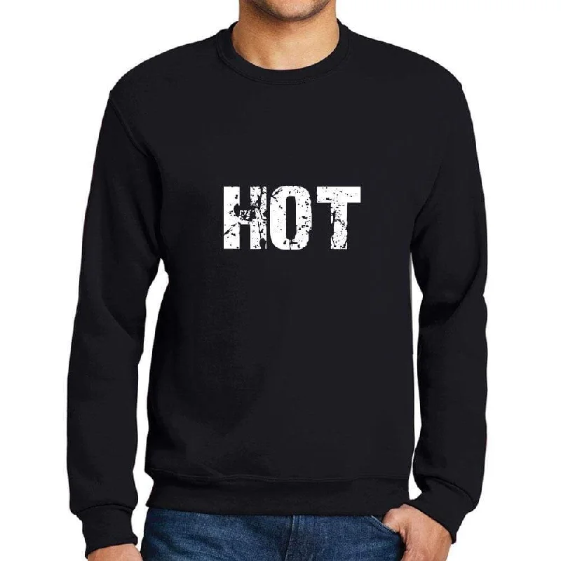 Price Drop Men's Printed Graphic Sweatshirt Popular Words HOT Deep Black