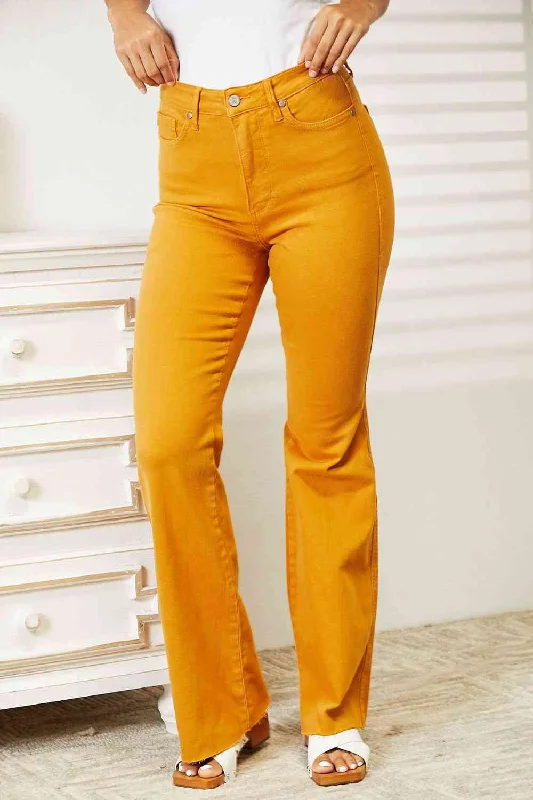 Weekend Shopping Bliss Judy Blue Full Size High Waist Tummy Control Garment Dyed Flare Jeans