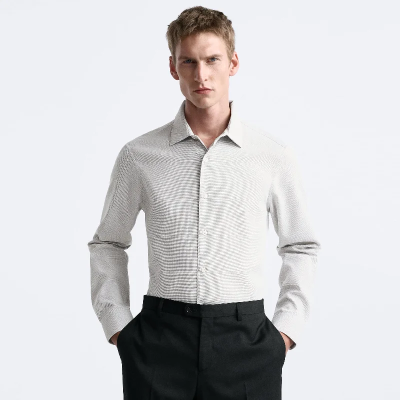 New Deals ZR - Men 'Beige' Easy Care Textured Casual Shirt ZR459