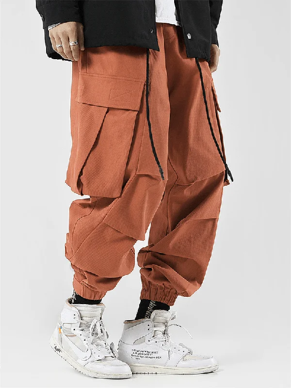Massive Deal Mens Utility Solid Color 100% Cotton Loose Cargo Pants
