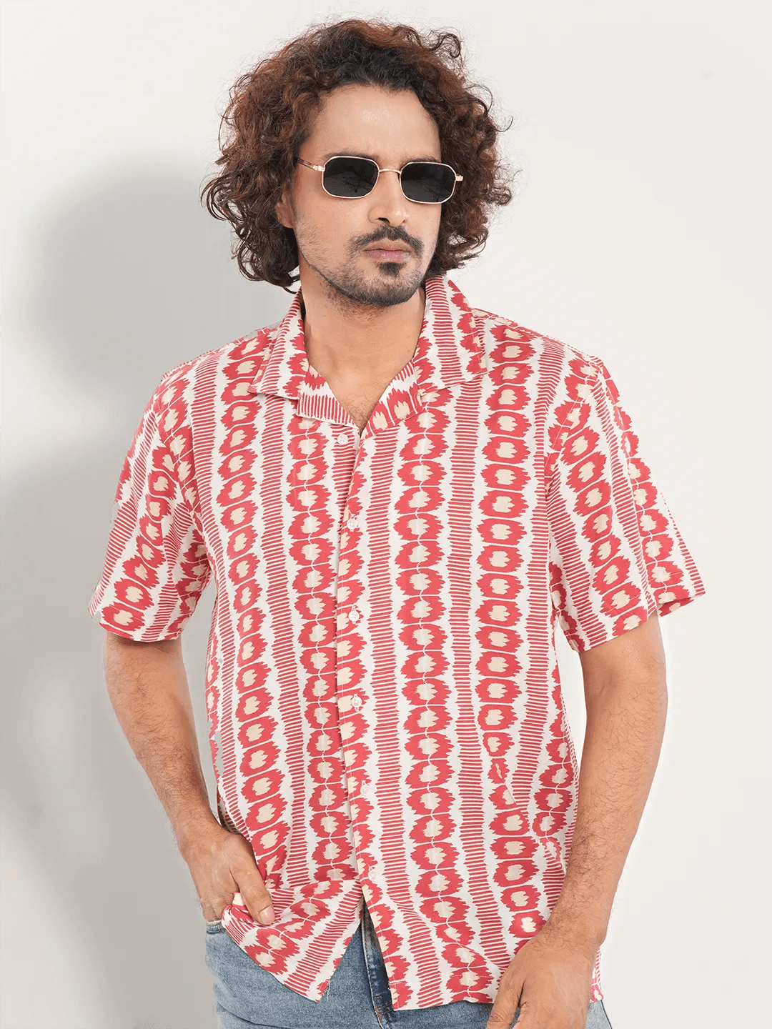 Super Savings Men's Short Sleeve Shirt in Vermilion Orange