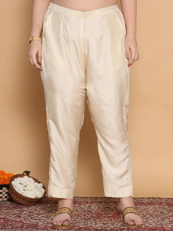 Weekend Deals That Excite Cream Silk Pants