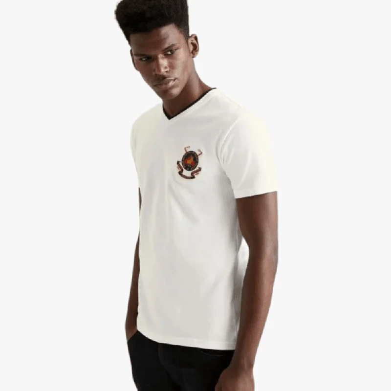 Deal Alert Polo Mens Chris Crest V Neck Short Sleeve Tee White