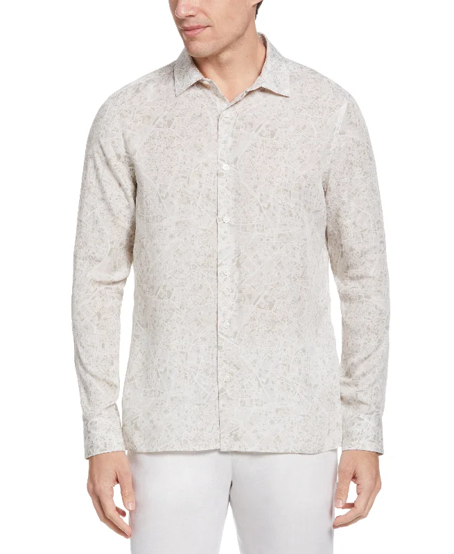 Mega Discount Untucked Road Map Print Shirt - White