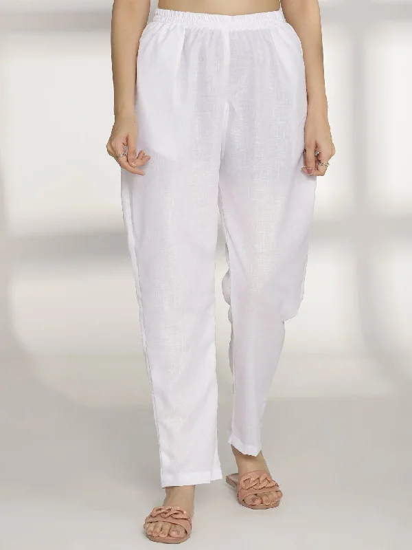 Low Price White CottonSlub Pants