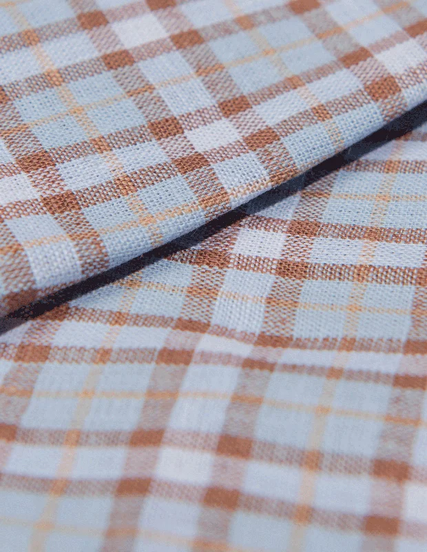 Weekend Specials to Relish Sky Blue And Walnut Slubweave Overcheck