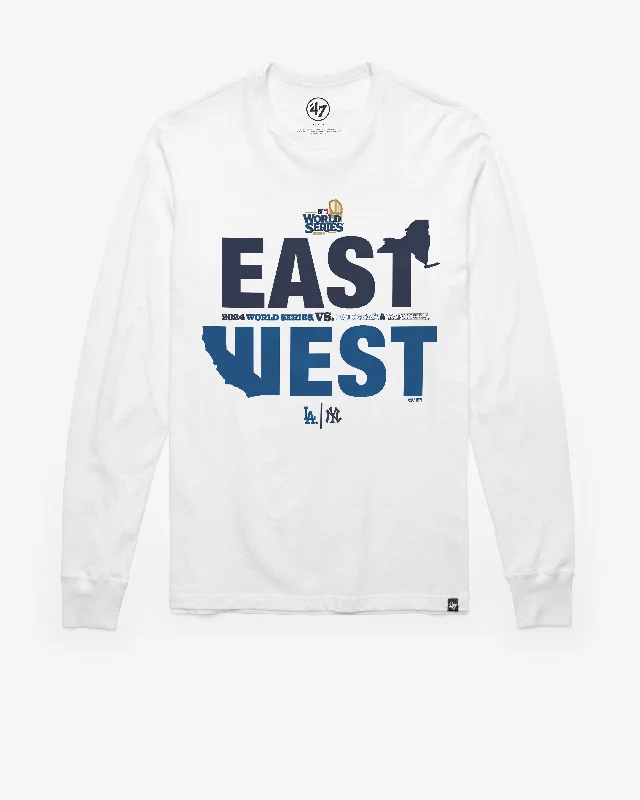 Act Fast NEW YORK YANKEES VS. LOS ANGELES DODGERS MLB DUELING 2024 WORLD SERIES ID '47 FRANKLIN LONG SLEEVE TEE