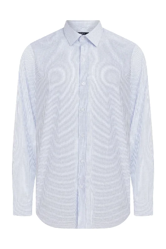 Deal Dash Regular Fit Pin Check 100% Cotton Blue Casual Shirt