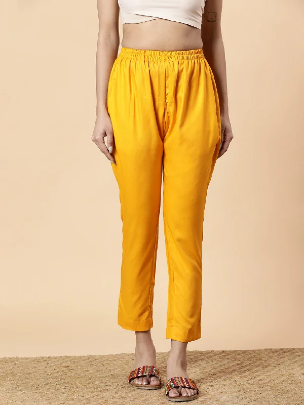 Weekend Discounts to Enjoy Mustard Rayon Pants