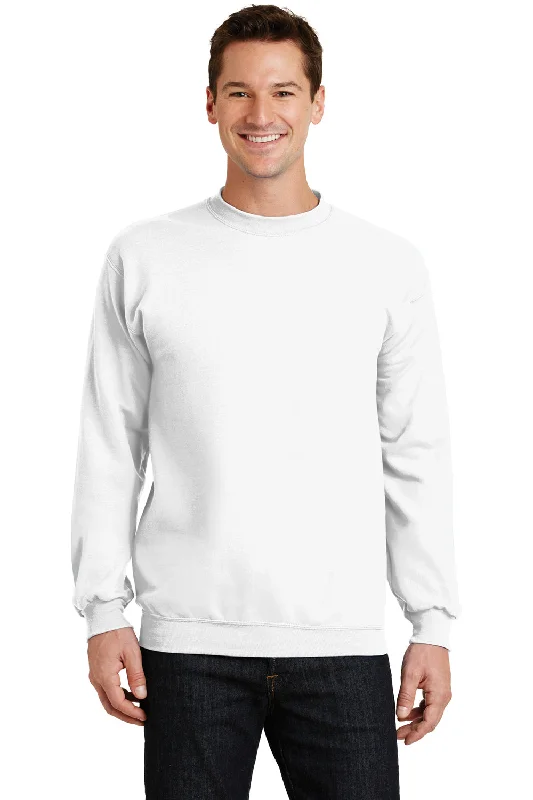 Deep Savings Port & Company Mens Core Pill Resistant Fleece Crewneck Sweatshirt - White Deep Savings Port & Company Mens Core Pill Resistant Fleece Crewneck Sweatshirt - White
