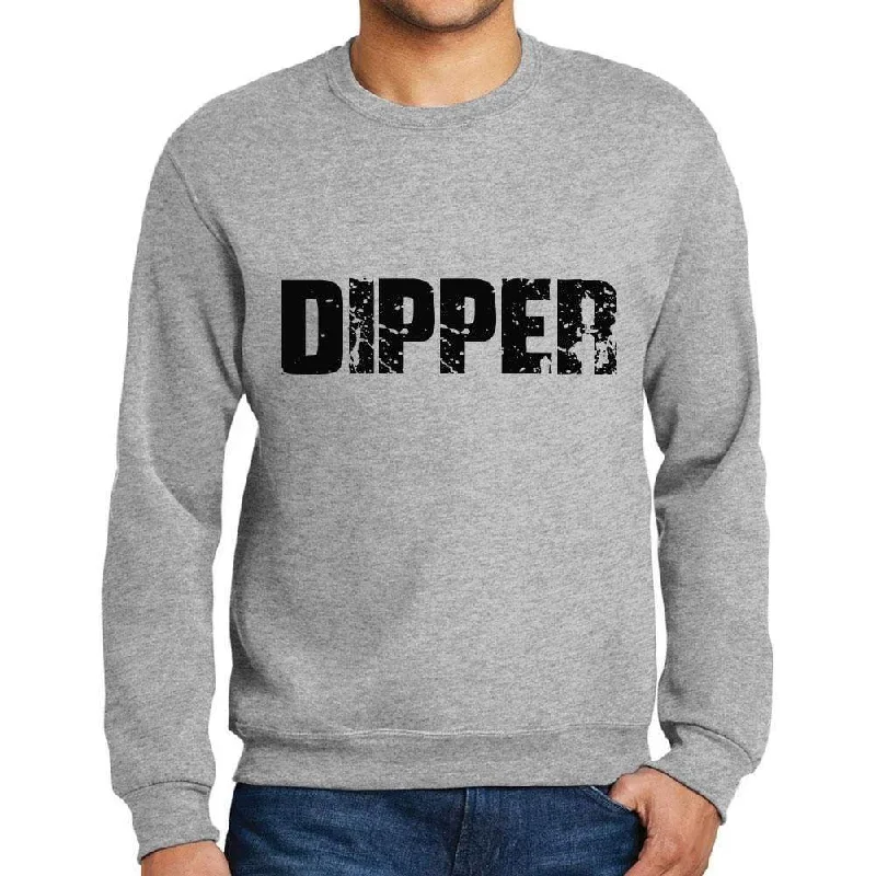 Value Deals Men's Printed Graphic Sweatshirt Popular Words DIPPER Grey Marl