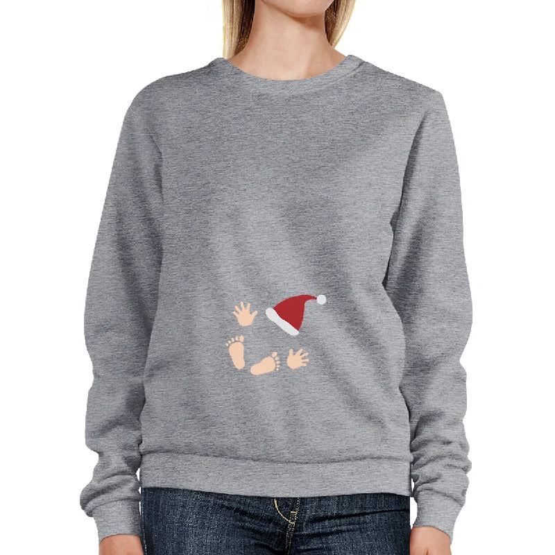 Referral Discount Baby Santa Foot And Handprints Grey Sweatshirt