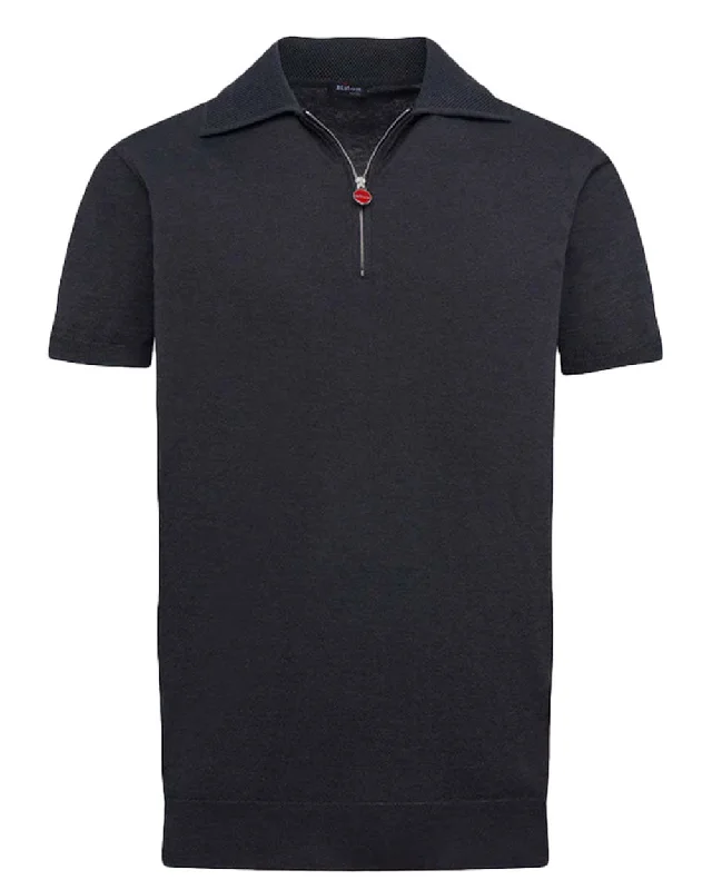 Year-End Clearance Black Zip Short Sleeve Polo