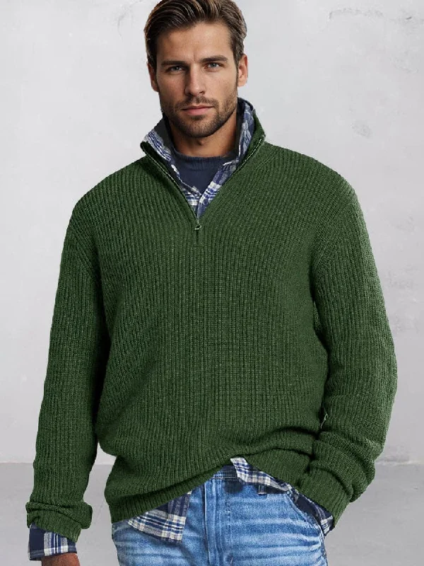 Act Fast Leisure Stand Collar Knit Sweater