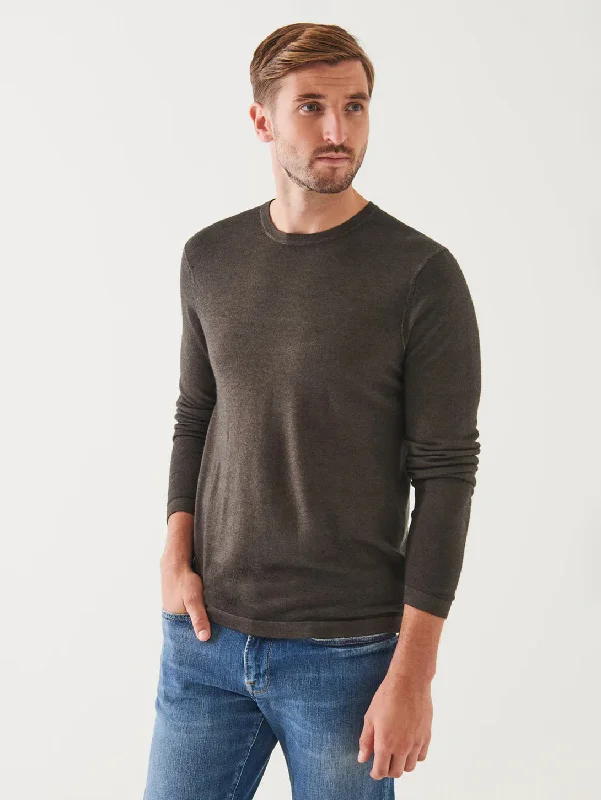 Clearance Sale Extra-Fine Merino Vintage Wash Crewneck - Dusky Green