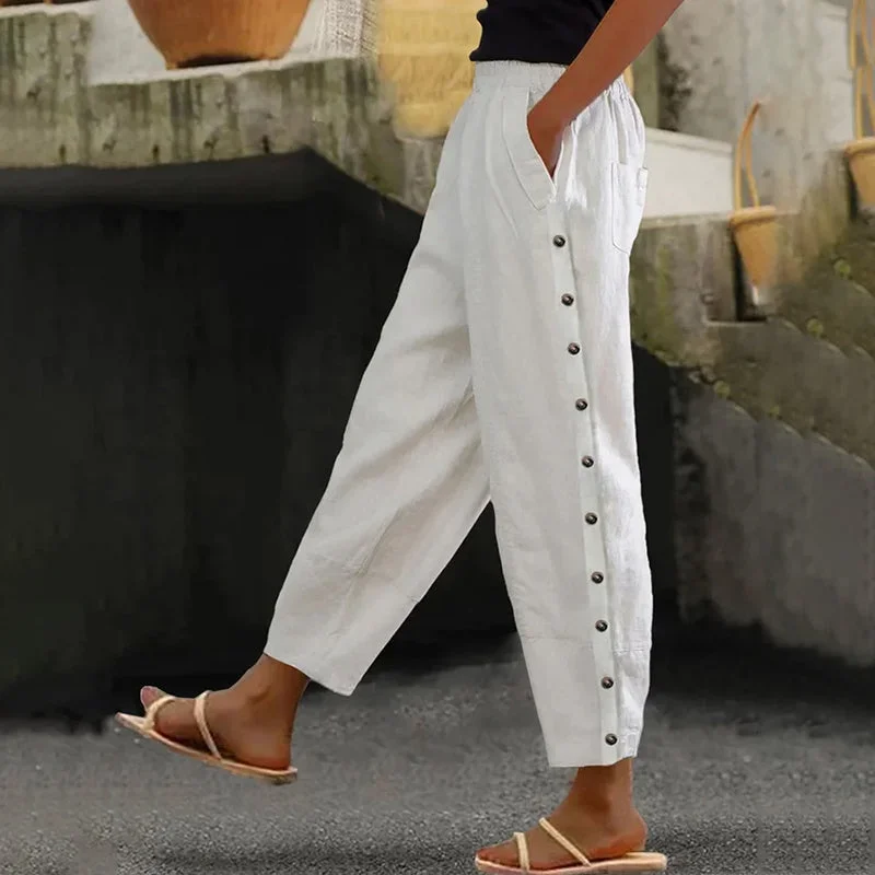 Weekend Offers That Thrill 【Cotton And Linen】Solid Color Casual Trousers