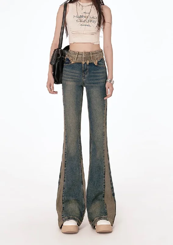 Weekend Savings Galore Semi Flare Color Block Jeans
