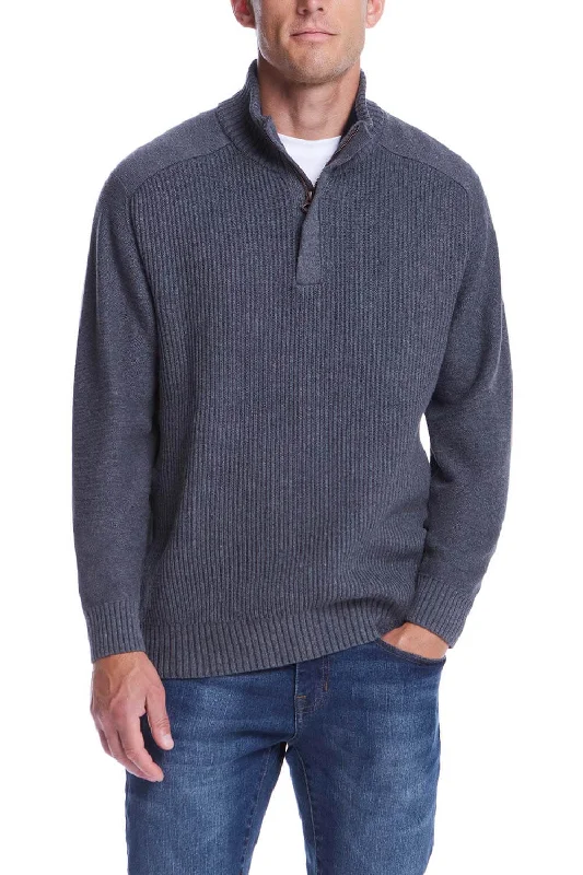Grand Opening Sale Weatherproof Vintage Southwest Quarter Zip Sweater for Men in Smoke Grey Heather | F2440421GK-SMOKEGREY