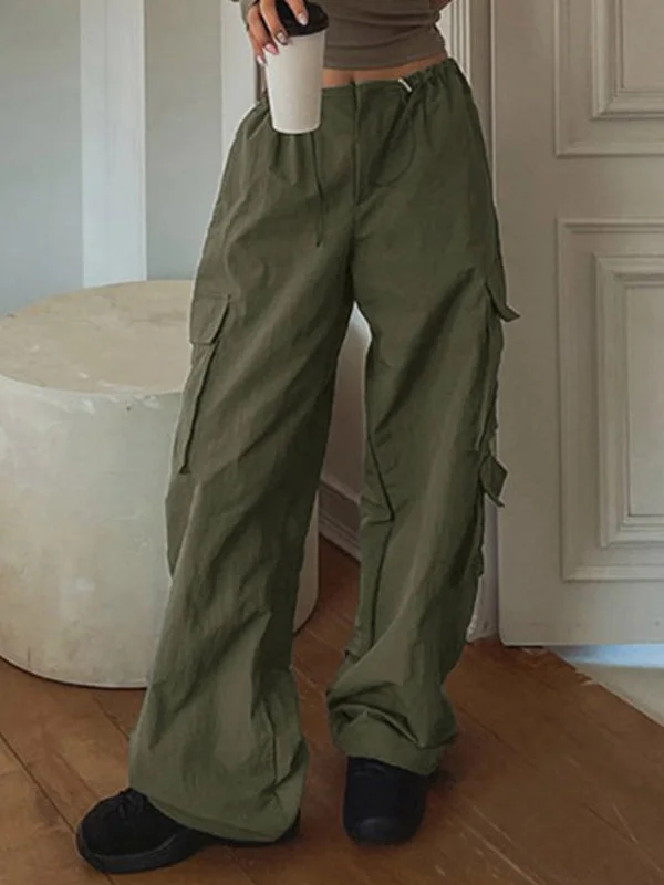 Weekend Wonders Await! Ruched Parachute Baggy Cargo Pants