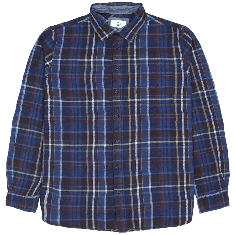 Hurry Up CA Vintage Checkered Flannel Shirt Blue Navy