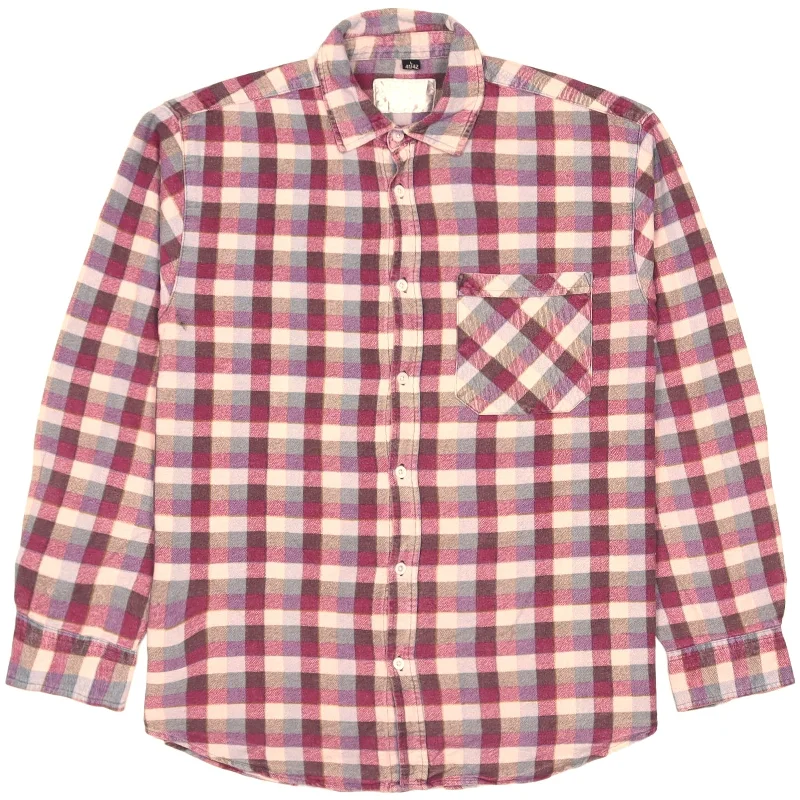 Daily Special Vintage Checkered Flannel Shirt Pink Beige Black
