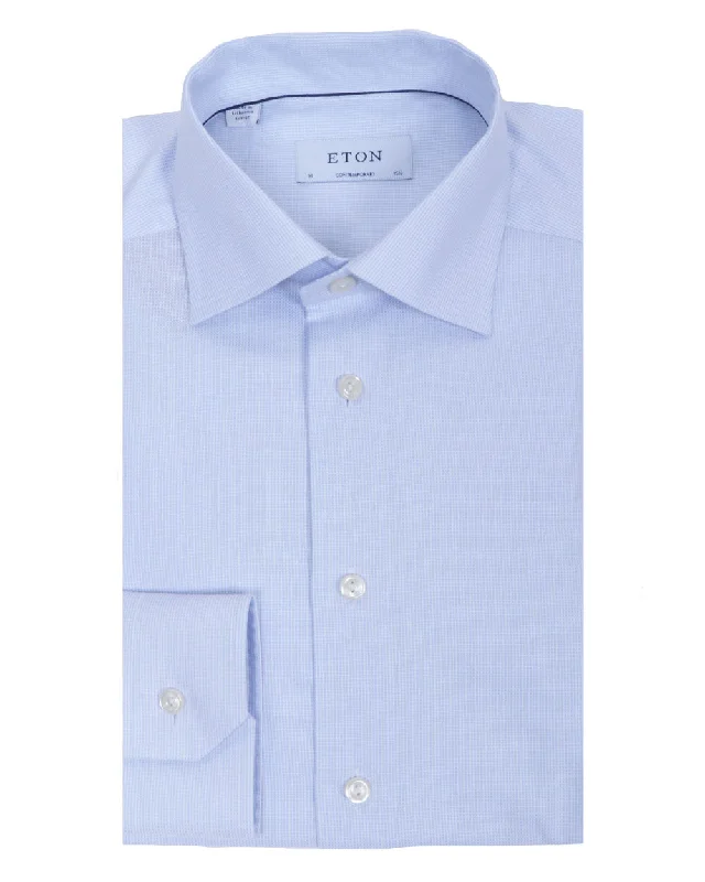 Price Slash Light Blue Micro Dress Shirt