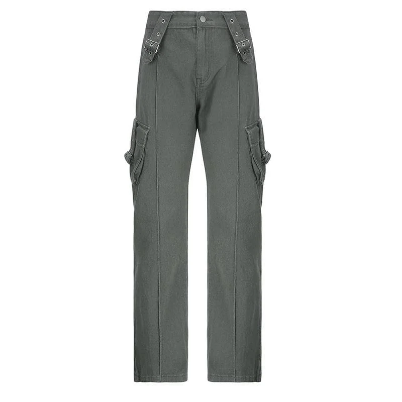 Weekend Discounts You Deserve Zip-up cargo pocket low rise solid straight leg jeans - Final Sale