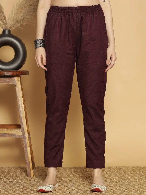 Weekend Offers That Dazzle Wine Acrylic Pants