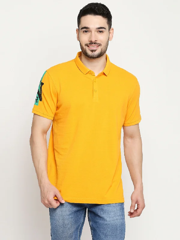 Weekend Discounts Worth Grabbing Spykar Chrome Yellow Cotton Half Sleeve Plain Polo T-Shirts For Men Weekend Discounts Worth Grabbing Spykar Chrome Yellow Cotton Half Sleeve Plain Polo T-Shirts For Men