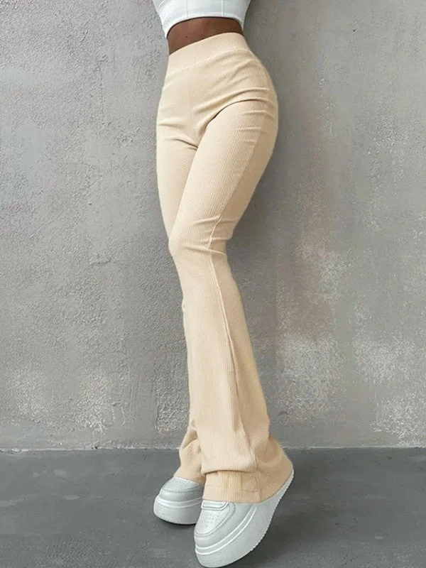 Steals and Deals Stretchy Ribbed Flare Leg Pants