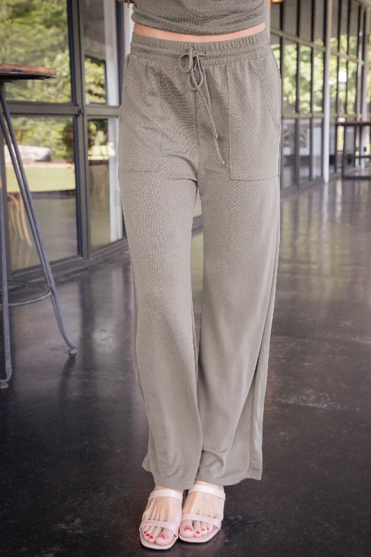 Weekend Deals That Impress Jaylene Drawstring Modal Pants, Olive
