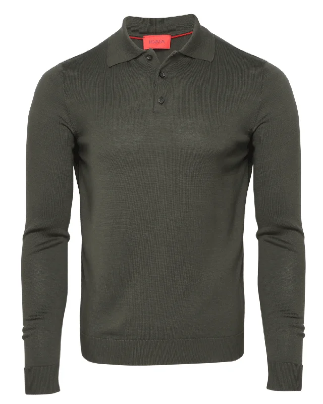 Online Exclusive Olive Long Sleeve Polo
