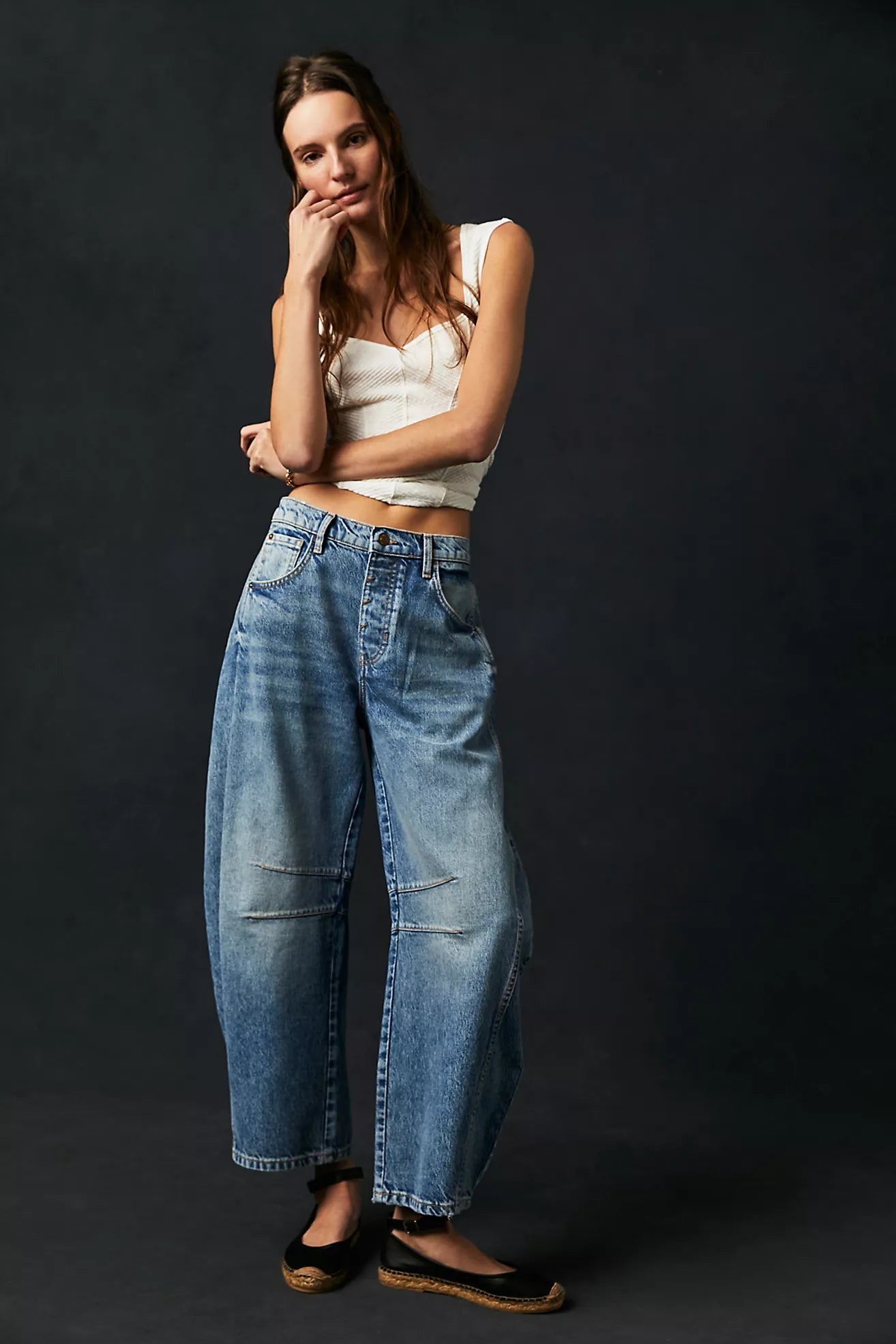 Super Deal Good Luck Mid Rise Barrel Jeans