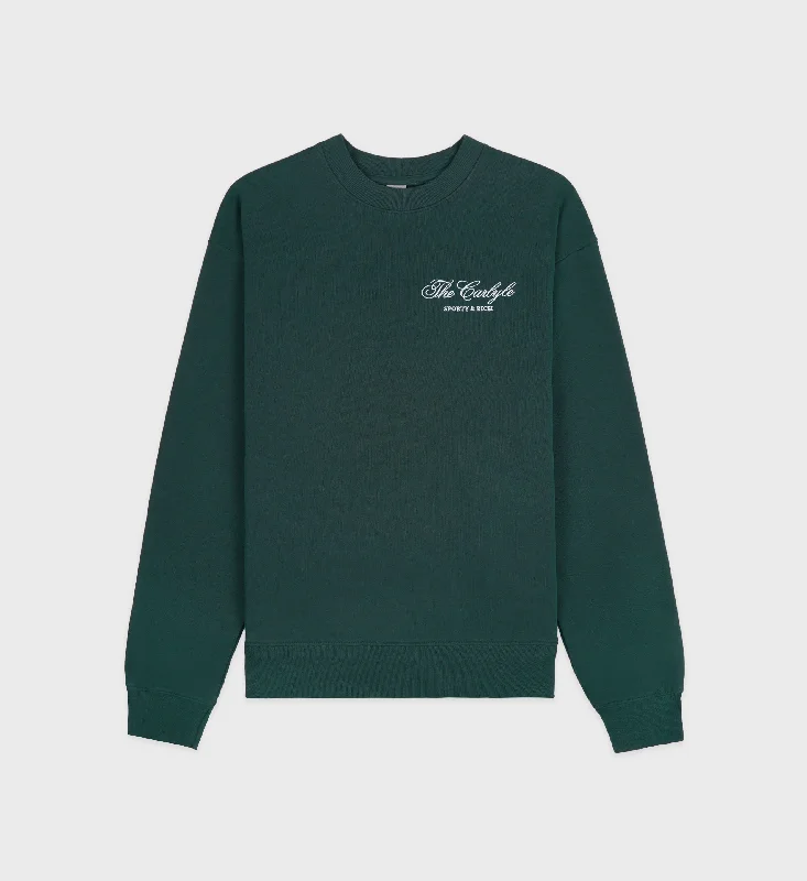 Huge Savings The Carlyle Script Crewneck - Forest/White