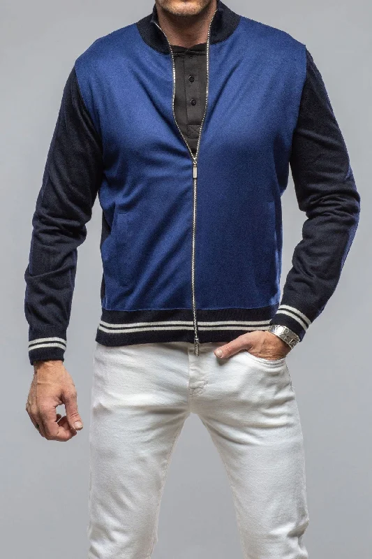 Closeout Entoto Cashmere Baseball Jacket In Navy