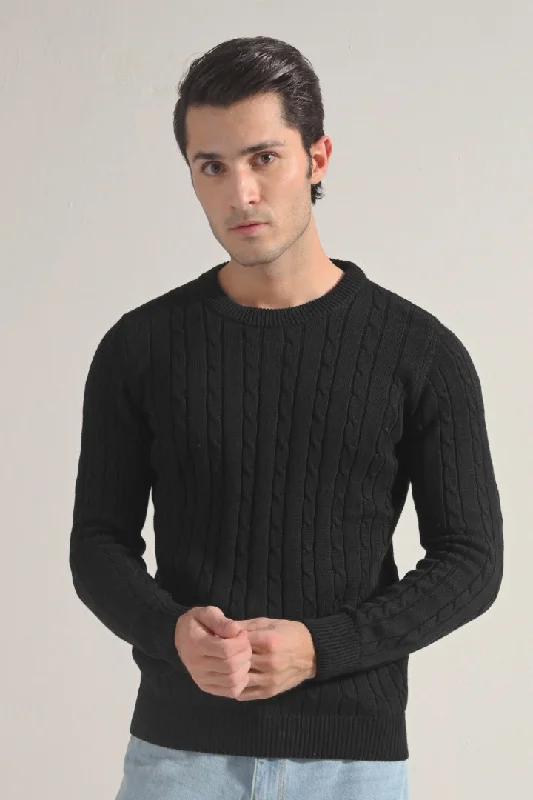 Exclusive Access Cable Knit Sweater - Black
