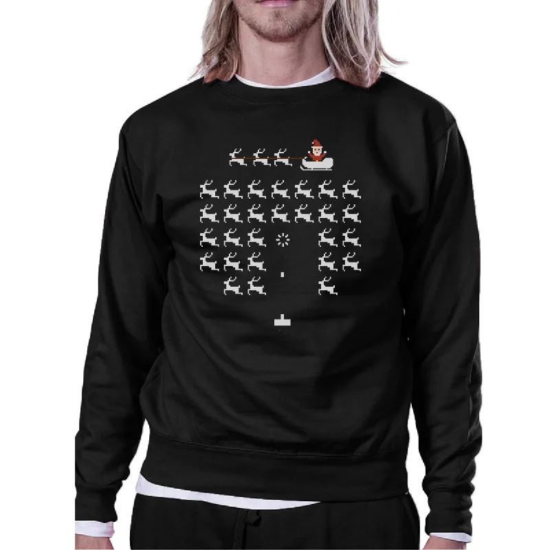 Special Savings Pixel Game Santa And Rudolph Black Sweatshirt