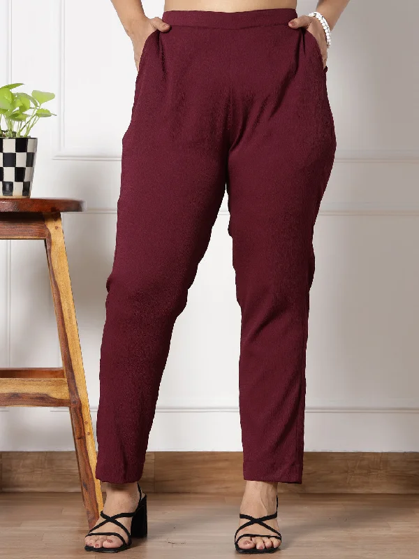 Weekend Savings Bonanza Burgundy Textured WaistbandPants