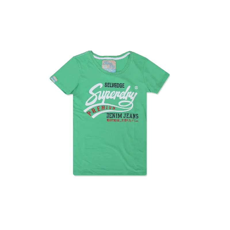 Flash Deal SD - Women 'Green' Vintage Logo Mock Applique T-Shirt SD11112