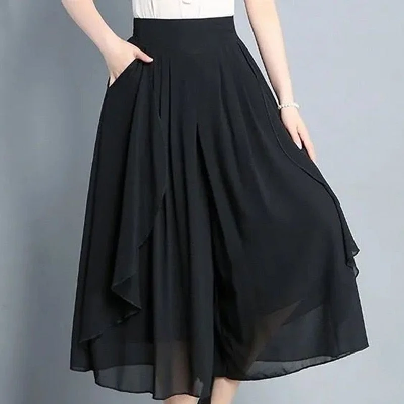 Weekend Deals That Thrill CityHottie - Elegant Fashion Elastic High Waist Folds Ruffles Pants Women's 2024 New Office Lady Commute Solid Color Irregular Casual Capris Weekend Deals That Thrill CityHottie - Elegant Fashion Elastic High Waist Folds Ruffles Pants Women's 2024 New Office Lady Commute Solid Color Irregular Casual Capris