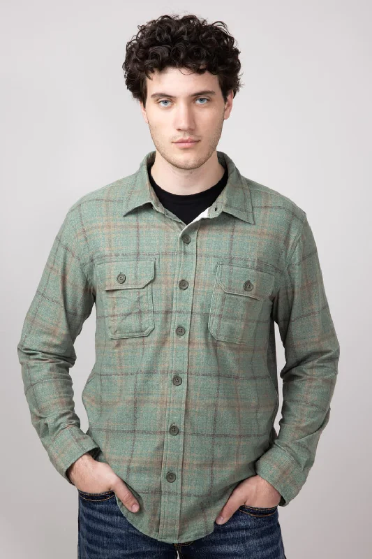 Lowest Prices Knit Button Up Flannel Shirt for Men in Martini Olive | HK033-MARTINIOLIVE